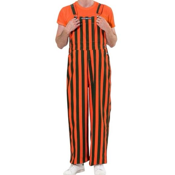 University Of Miami Game Bibs Adult Green/Orange College Stripes Overalls NWT - Picture 3 of 3